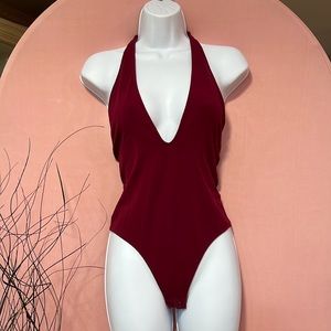 Express burgundy bodysuit size SP